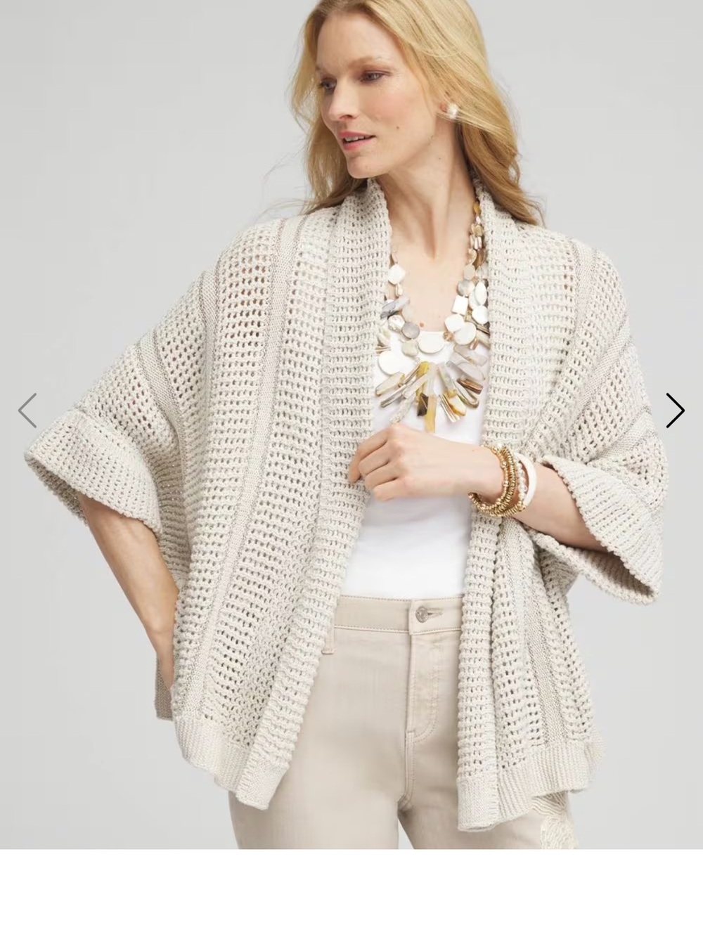 Chico's Open-Knit Shawl Cardigan